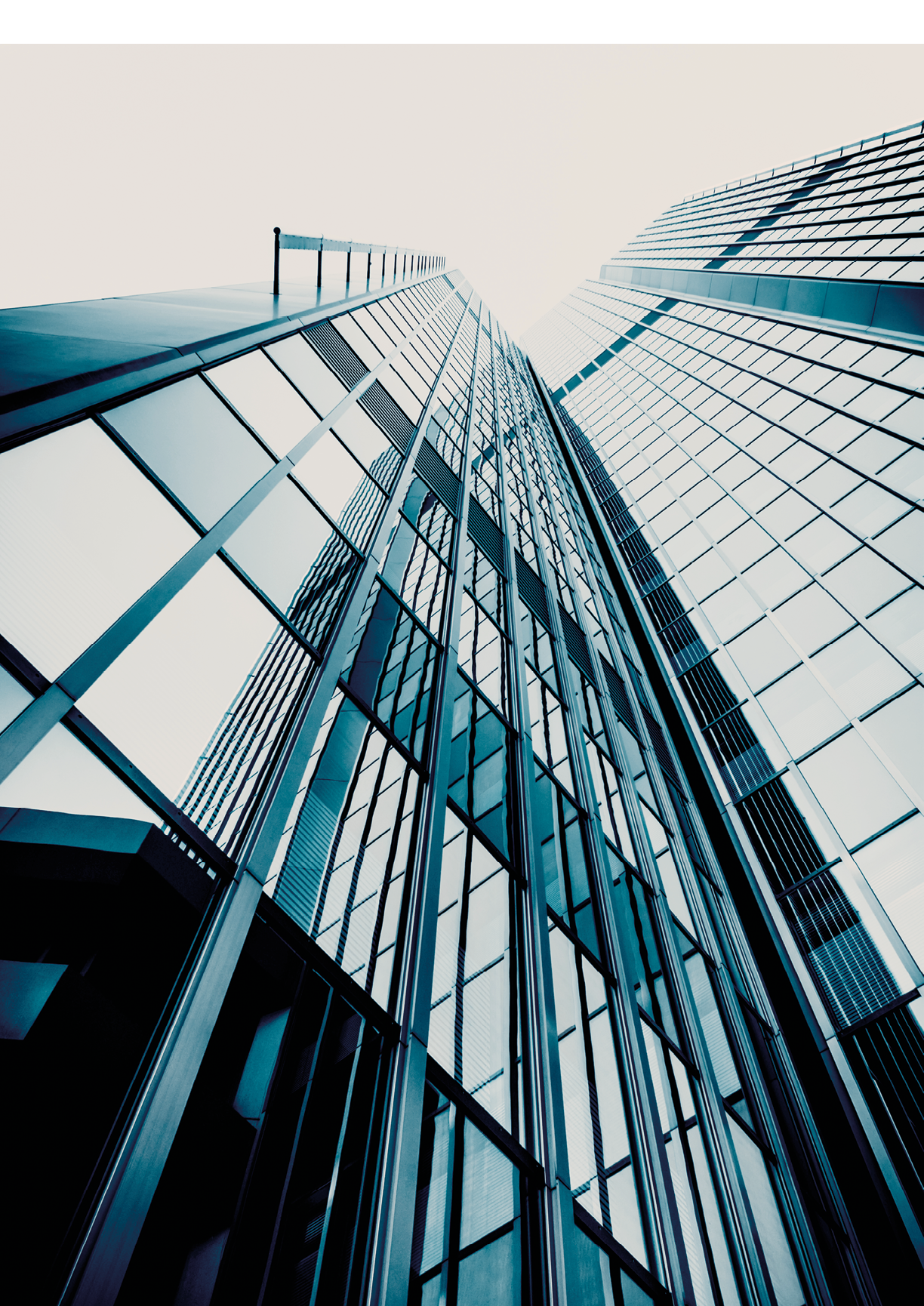 Blue skyscraper facade. office buildings. modern glass silhouettes of skyscrapers