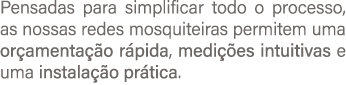 Pensadas para simplificar todo o processo, as nossas redes mosquiteiras permitem uma or amenta o r pida, medi  es in...